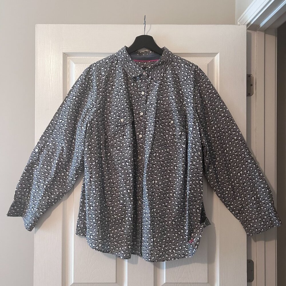 Talbots Perfect Shirt All Over Heart Print Long Sleeve Button Up Plus Size 22W - Picture 4 of 14